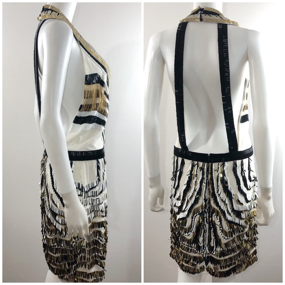 GUCCI • RARE! Runway Bead Fringe Deco Gold Dress - Picture 9 of 16